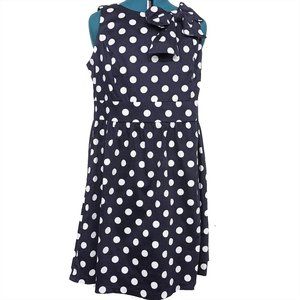 Ixia ModCloth Dark Blue w/White Polka Dot Dress Size: 1X